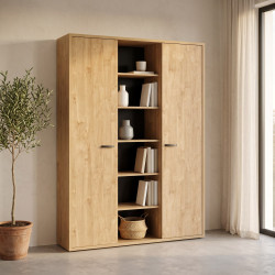 Armoire de bureau contemporaine 160 cm chêne doré Balto