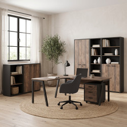 Ensemble de bureau contemporain marron/noir Carlos