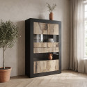 Vitrine moderne noir mat/ch&ecirc;ne p&eacute;ro Agathe