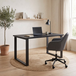 Bureau droit individuel 150 cm noir Lisie