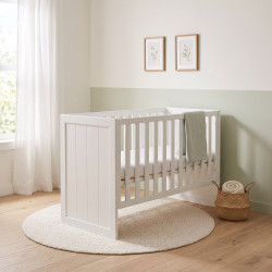 Lit bébé contemporain pin massif laqué blanc Ulrick