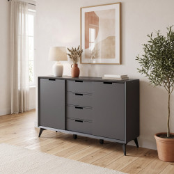 Buffet/bahut modulable moderne 137 cm gris/blanc Etienne