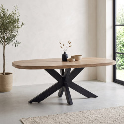 Table de salle à manger ovale contemporaine chêne summer Eluard