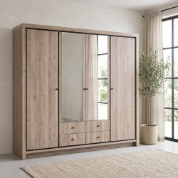 Armoire adulte contemporaine 4 portes chêne summer Eluard