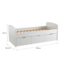 Lit banquette enfant blanc 3 tiroirs sur roulettes Comptine