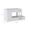 Lit superposé enfant blanc avec armoire et 2 tiroirs Tandem