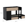Lit superposé enfant noir et bois avec armoire et 2 tiroirs Tandem