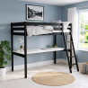 Lit mezzanine enfant épicéa massif noir avec bureau Valentin