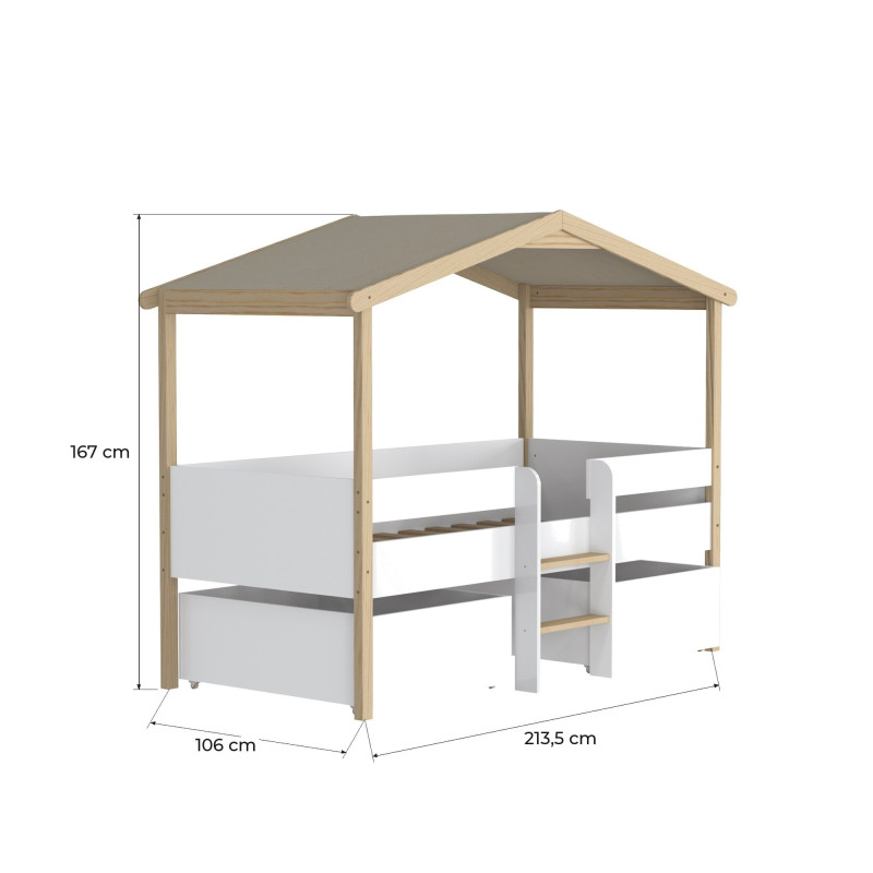Dimensions du lit cabane Perchoir 90 x 190 cm