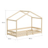 Lit cabane maison enfant épicéa massif naturel avec sommier Mansarde