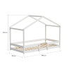 Lit cabane maison enfant épicéa massif blanc avec sommier Mansarde