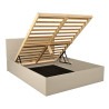 Lit coffre adulte contemporain 140x190 lin beige avec sommier Merlin