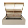Lit coffre adulte contemporain 140x190 lin beige avec sommier Merlin