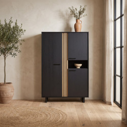Vaisselier/argentier moderne noir/chêne Madera