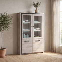 Vitrine contemporaine ch&ecirc;ne gris Oliviera