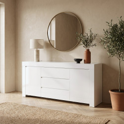 Buffet/bahut design 190 cm laqué blanc brillant Twist