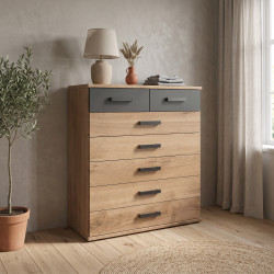 Commode industrielle chêne/anthracite Katarina
