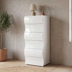 Chiffonnier moderne H 122 cm laqué blanc Onida
