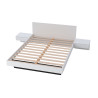 Lit 140x190 blanc avec chevets intégrés et sommier Orée