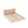 Lit adulte 140x190 blanc et chêne blanchi avec sommier Lisière