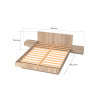 Lit 140x190 chêne blanchi avec chevets intégrés et sommier Orée