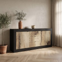 Buffet/bahut moderne 210 cm noir mat/ch&ecirc;ne p&eacute;ro Agathe