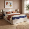 Lit coffre adulte contemporain 140x190 lin beige avec sommier Merlin