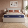 Lit coffre adulte contemporain 140x190 lin beige avec sommier Merlin