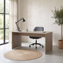 Bureau droit contemporain pieds en bois ch&ecirc;ne clair Othello