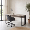 Bureau droit contemporain pieds en métal chêne clair Othello