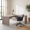 Bureau d'angle contemporain pieds en bois ch&ecirc;ne clair Othello