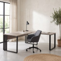 Bureau d'angle contemporain pieds en m&eacute;tal ch&ecirc;ne clair Othello