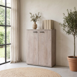Armoire basse de bureau contemporaine 90 cm chêne clair Othello