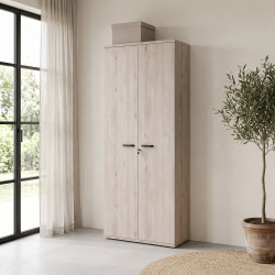 Armoire haute de bureau contemporaine 90 cm chêne clair Othello