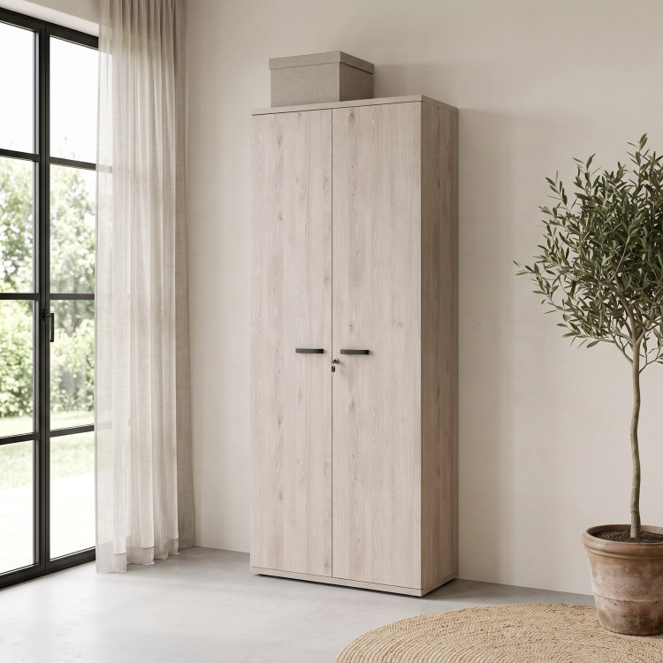 Armoire haute de bureau contemporaine 90 cm chêne clair Othello