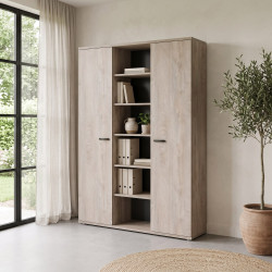 Armoire haute de bureau contemporaine 160 cm chêne clair Othello