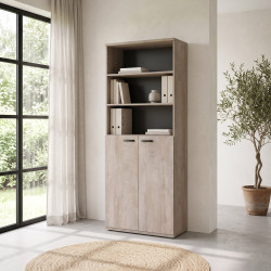 Armoire combinée de bureau contemporaine chêne clair Othello