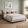 Lit en tissu beige avec tête de lit et sommier Feutrine