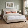 Lit en tissu beige avec tête de lit et sommier Feutrine
