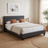 Lit en tissu gris foncé avec tête de lit et sommier Feutrine