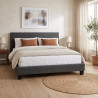 Lit en tissu gris foncé avec tête de lit et sommier Feutrine