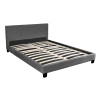 Lit en tissu gris foncé avec tête de lit et sommier Feutrine