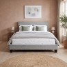 Lit en tissu gris clair avec tête de lit et sommier Feutrine