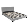 Lit en tissu gris clair avec tête de lit et sommier Feutrine