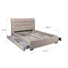 Lit capitonné 140x190 beige avec 4 tiroirs et sommier Boudoir