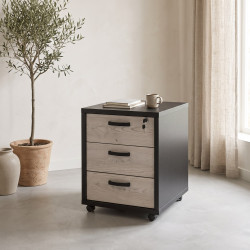 Caisson de bureau contemporain chêne/noir Salto