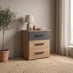 Meuble de rangement industriel chêne/anthracite Katarina