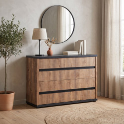 Commode adulte industriel chêne/noir Esperance