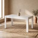 Table de salle &agrave; manger moderne laqu&eacute;e blanc brillant Agathe