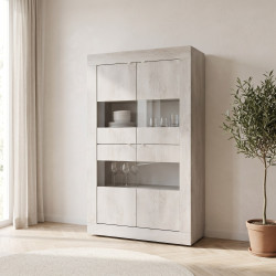 Vitrine contemporaine 101 cm pin blanc Agathe